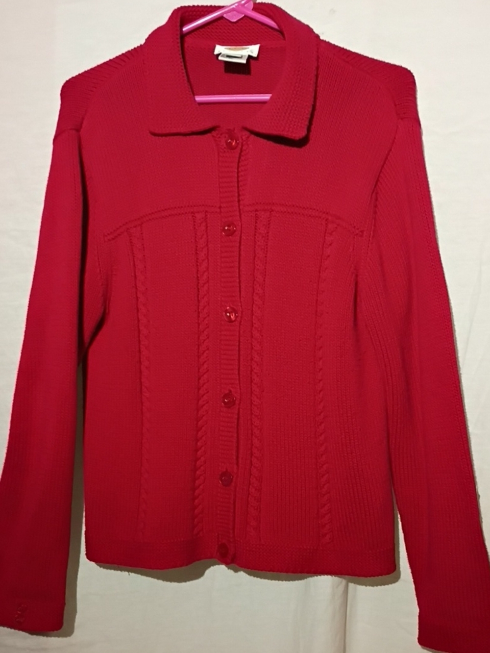 Talbots Red Button-Up Knit Cardigan